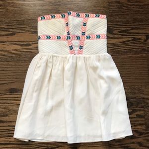 Parker Silk strapless embroidered mini dress XS